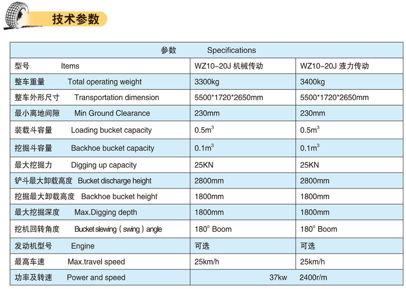 WZ10-20J挖掘裝載機(jī)